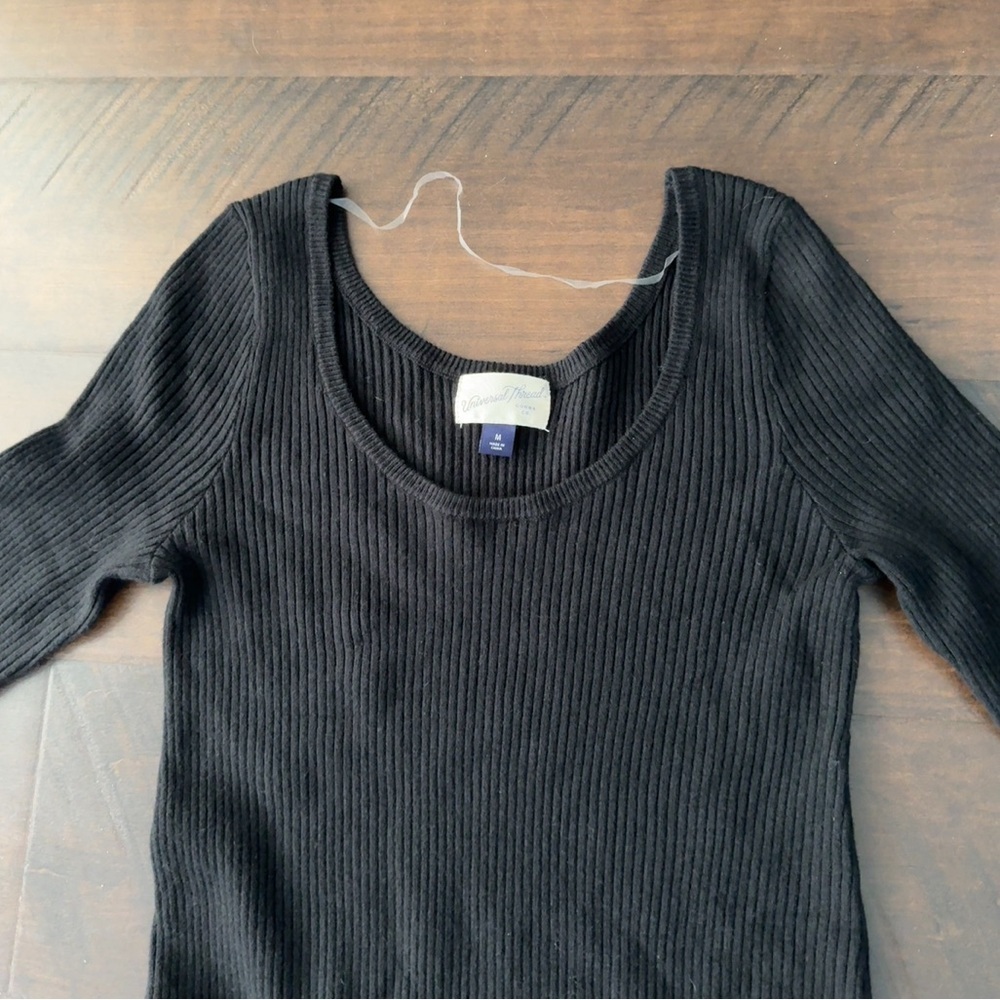 Black Ribbed Midi Dress - Picture 5 of 10